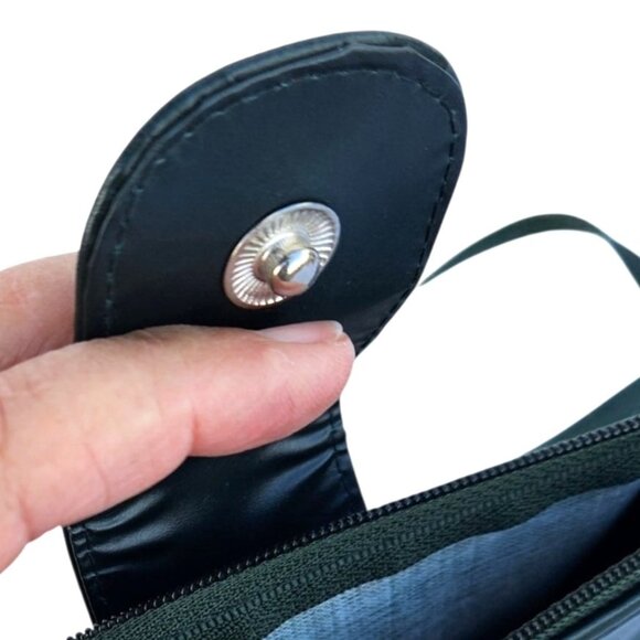 Vintage 1970s 1980s Faux Leather Handbag Purse Crossbody Green Womens - Picture 6 of 9